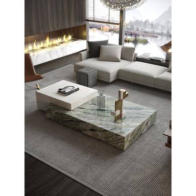 大理XYQ石茶几现代轻奢大设计师别墅客层厅奢创意大平香雪石梅