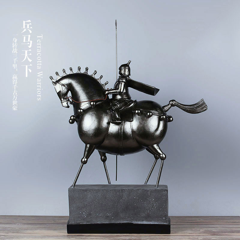 骑士战马兵马俑工艺品玄关装饰品摆件现代简约电视柜创意家居摆设