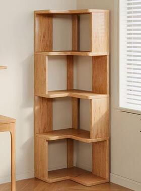 网实木转书架原木书柜储EQJ置物角架多层物红收纳架角落简易落地