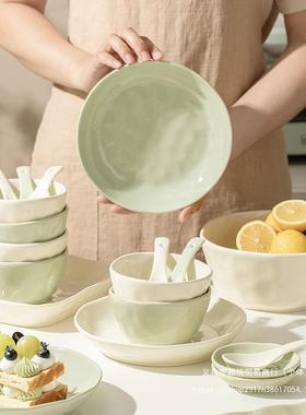 奶新油风碗碟套装家2025款碗用筷盘子F97S8977具组合碗感碗盘餐具