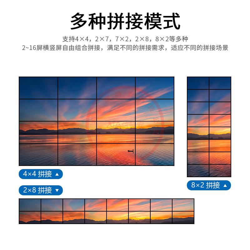 4*4液晶电视拼接53盒进16出路1视频图拼接屏控制像画面拼接处理器
