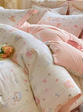 冬棉季加厚全棉纯磨毛四件套2025新款套被套床单AL101115生宿舍三