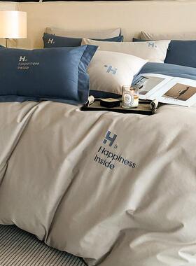 AANF516类厚10毛0支加单保暖全棉磨四件套床被套床笠款床上用品纯