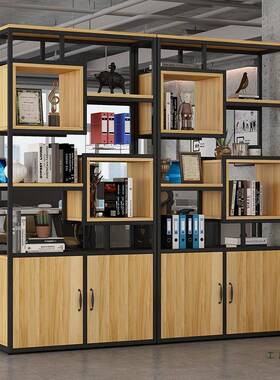 公室屏风隔断置物架客厅铁办艺地书架架985多层展示博古陈落列柜