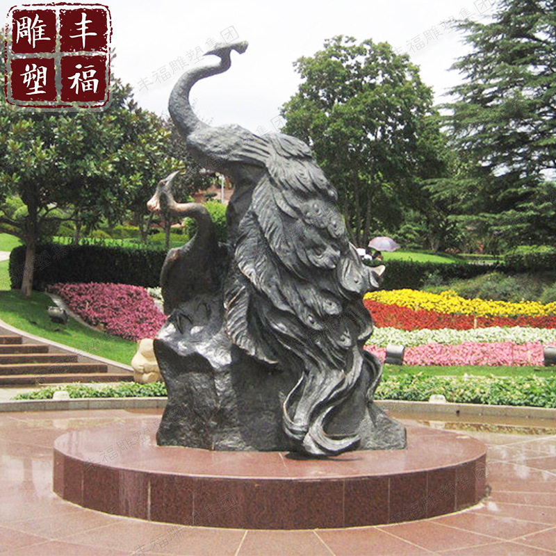 大型铸铜孔雀开屏雕塑户外摆件