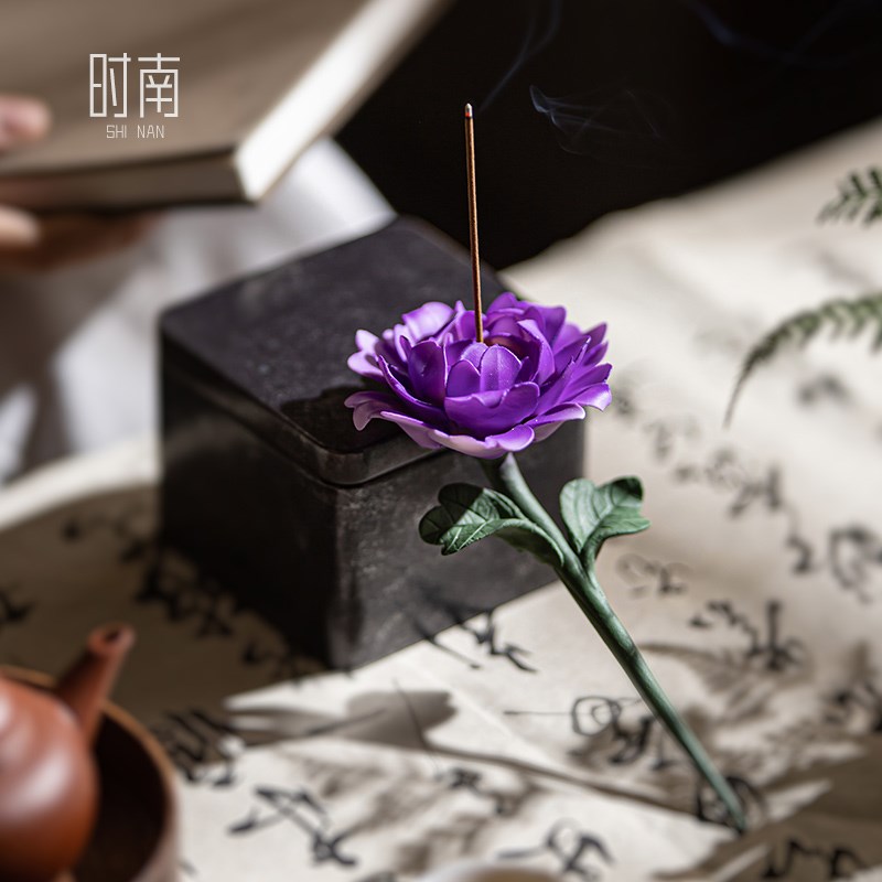 手工捏制陶瓷牡丹花摆件家居永生花仿真花桌台书房花器工艺装饰品
