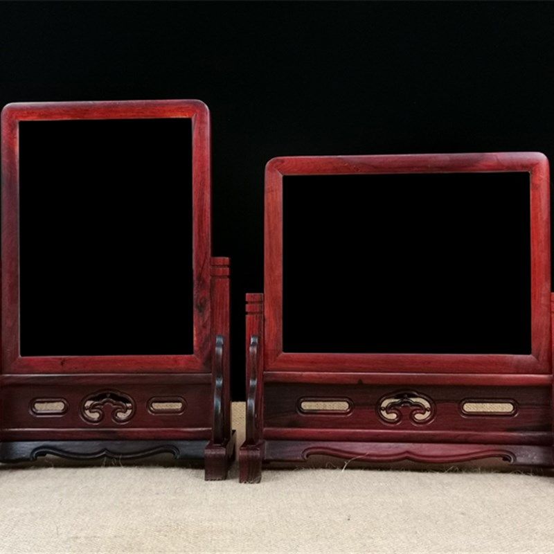 红木画框镜框插屏台屏像框照片绣品书法画框挂屏屏风实木底座框架