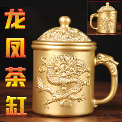 铜茶缸摆件 铜龙凤茶缸 铜百福茶缸 铜福寿茶缸