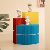 分层阶梯展台艺术风琴纸陈列柜货架可折叠展架围圆即用落地中岛台