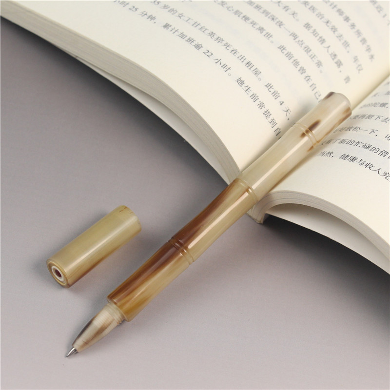 亦莲居 匠心之笔天然花牛角签字笔水性笔写字中性笔 个性送礼