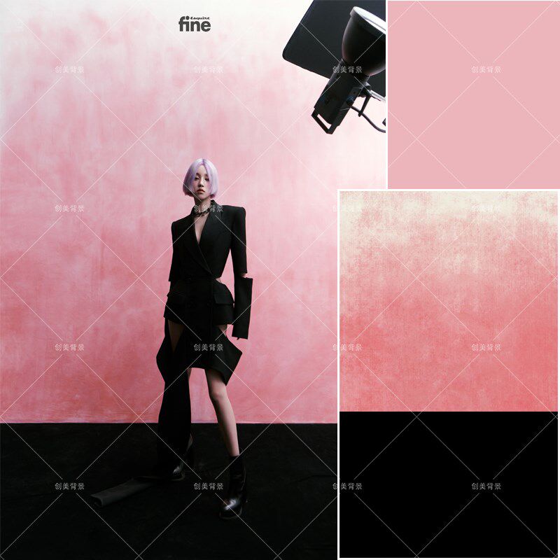 2023影楼粉色渐变肌理写真背景布影棚商拍人像静物拍照摄影背景纸