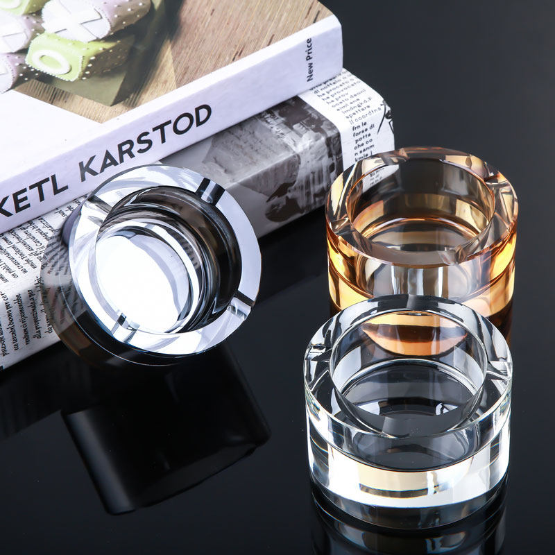 小号圆形水晶烟灰缸创意家用玻璃烟灰缸欧式客厅 个性烟灰缸