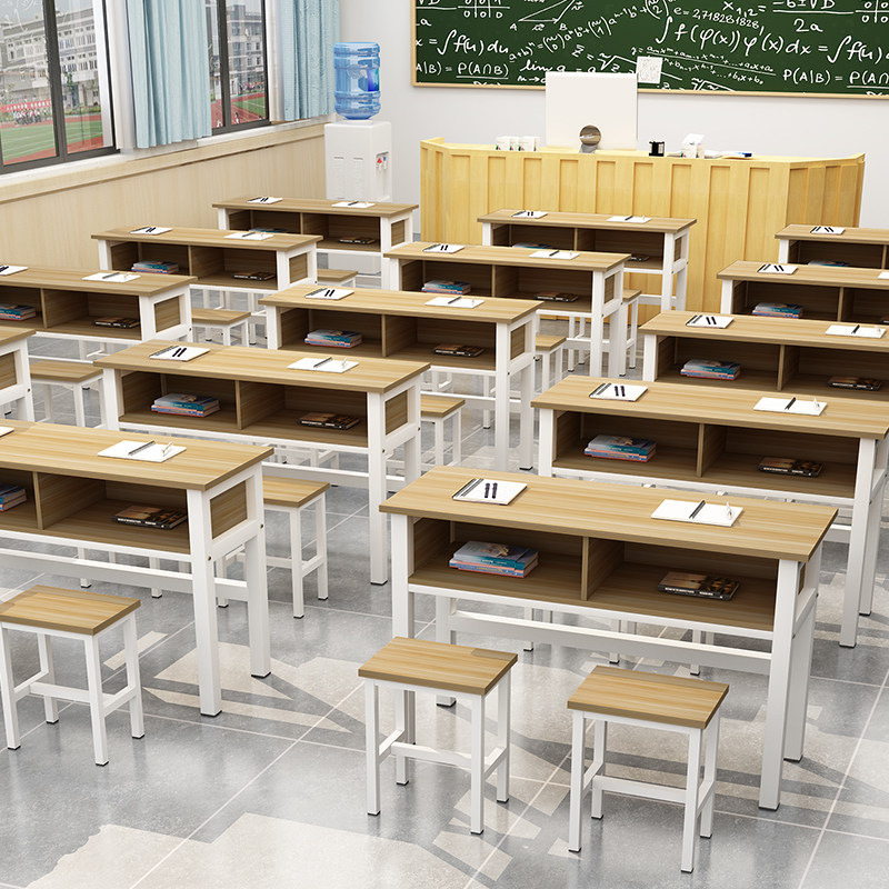 学校辅导班培训班课桌椅 培训桌中小学生单双人书桌 绘画书法桌子