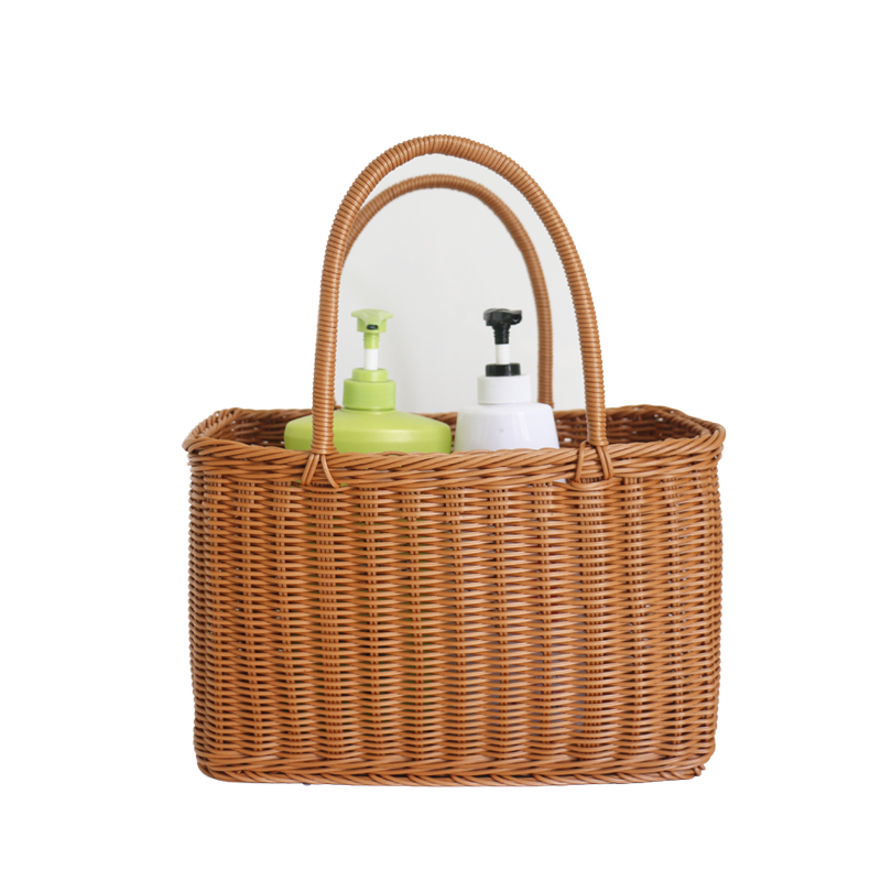 仿藤手工购物篮买菜篮子手提篮野餐篮子宠物篮鸡蛋篮子超市购物篮