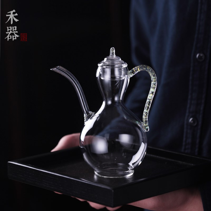 禾器茶具耐热玻璃炫彩扬青正把壶绿茶壶泡茶壶分茶器功夫茶道