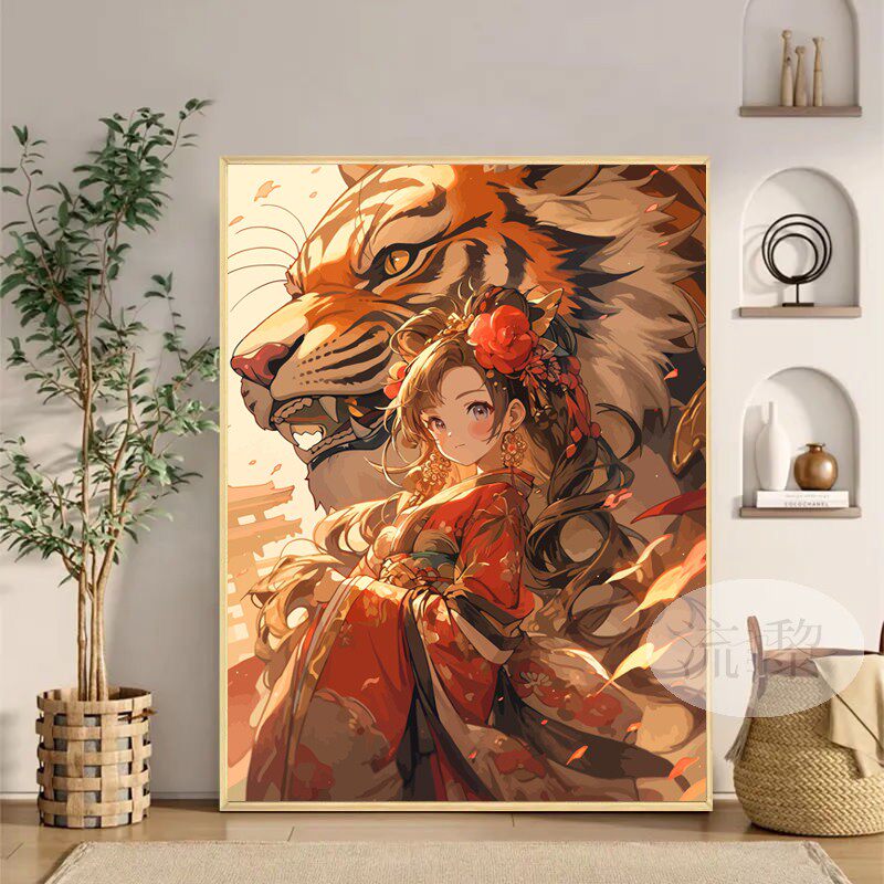 十二生肖卡通DIY数字油彩画龙年新款手工绘填充涂色丙烯装饰挂画