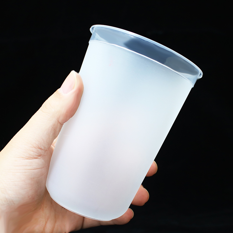 90口径一次性磨砂注塑杯加厚U型奶茶杯胖胖杯带盖脏脏水果茶杯子