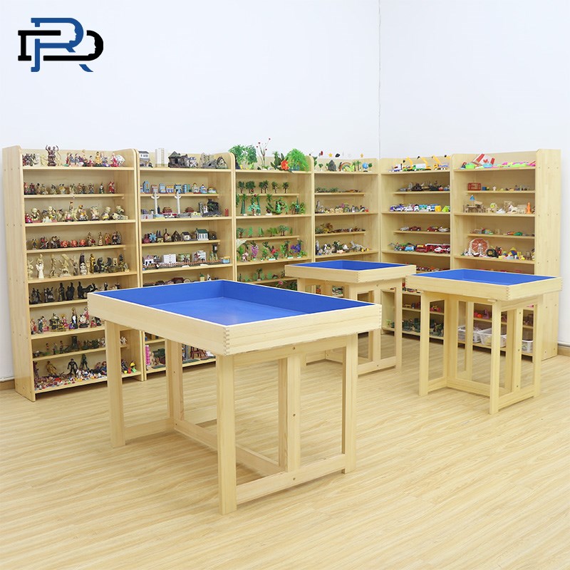 容大天成心理沙具陈列柜实木九层团体全开放式咨询室沙盘松木展架