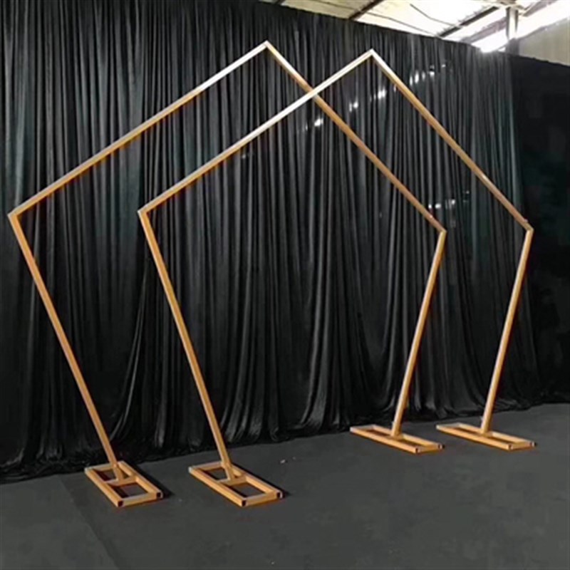热销新款婚庆森系铁艺拱门几何菱形婚礼道具背景装饰五边形拱门