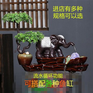 流水器陶瓷鱼缸石槽鱼池装 饰摆件循环系统假山循环流水摆件玻璃钢