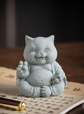 可爱治愈系小猫咪茶宠摆件创意开心猫鱼缸造景招财茶空间桌面装饰