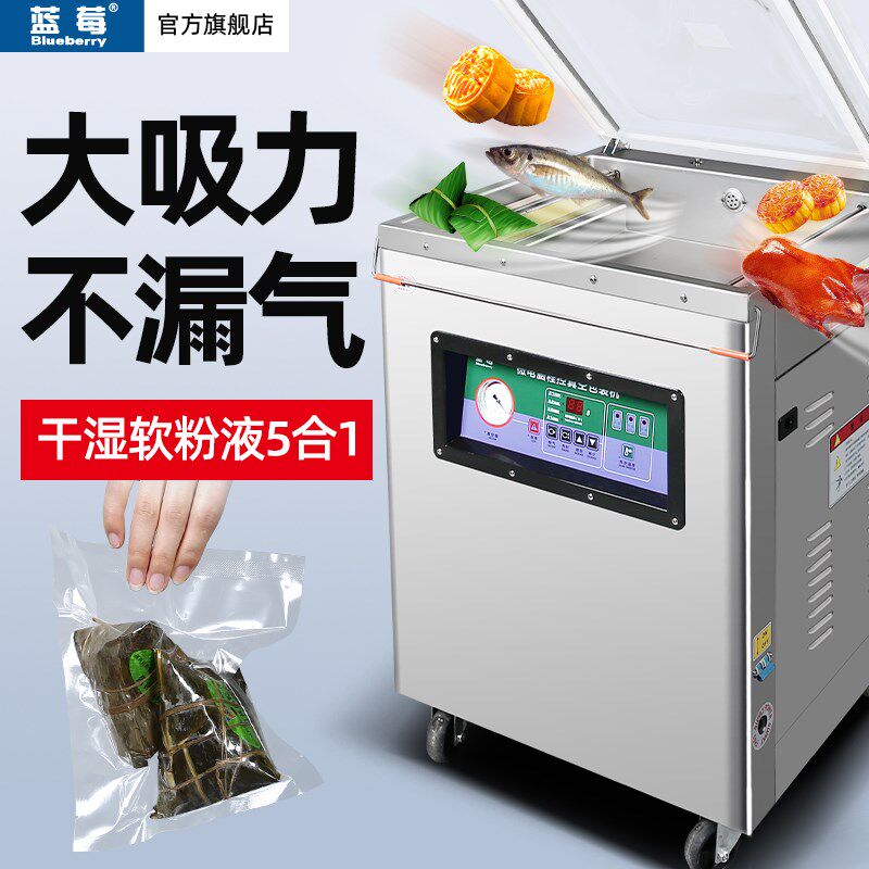 蓝莓牌DZQ400型商用大型自动真空机海鲜熟食干湿两用抽空打包封口