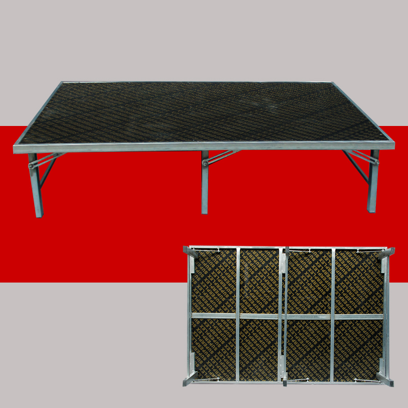 快装方形舞台板子折叠腿婚庆T台婚礼演出钢铁镀锌讲站升降主席台