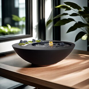 创意流水喷泉中式 山水水景摆件办公家居会所水钵假山造景聚宝盆