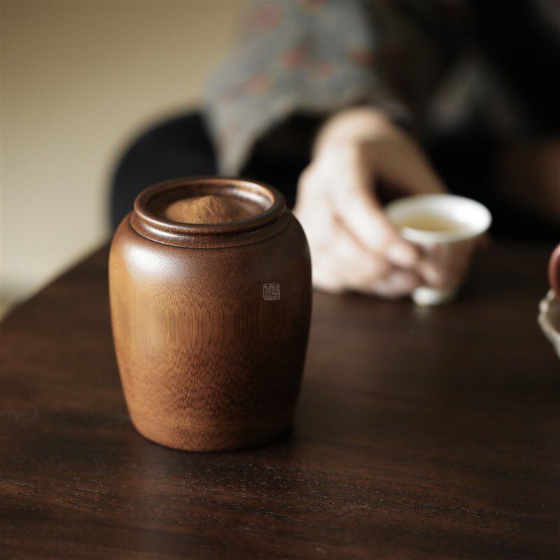 奇竹斋老楠竹茶叶罐可携式茶粉罐文玩茶道用具旅行储存密封茶桶茶