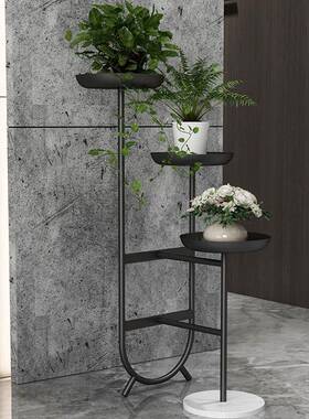 CAM现代室轻奢内客架厅装饰花阳简约绿萝兰多层落台地花盆铁艺置