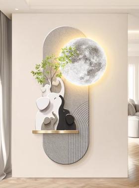 奶油风关装饰画AOL大象玄绿客厅走廊过道挂画植约现代简高档入户