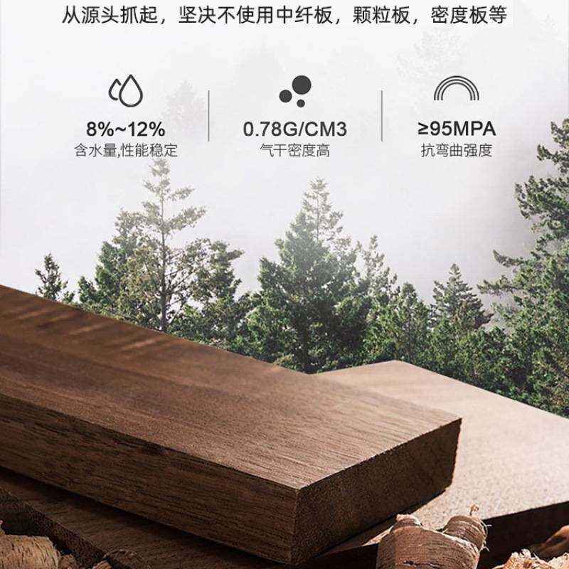 实木电视柜简约胡桃色客厅家用橡胶木茶几组合大小户型中古风地柜