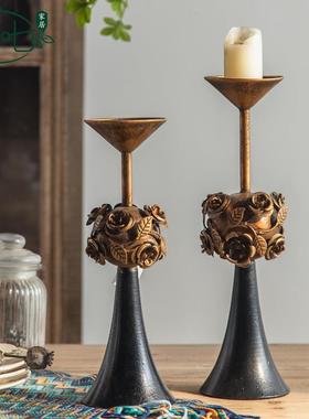 式复古做旧2055艺铁烛台烛光晚餐拍摄欧摆拍道家居婚庆桌具面装饰