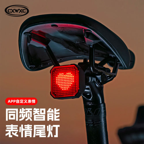 CXWXC夜间骑行警示灯自定义表情车灯公路车智能感应刹车灯