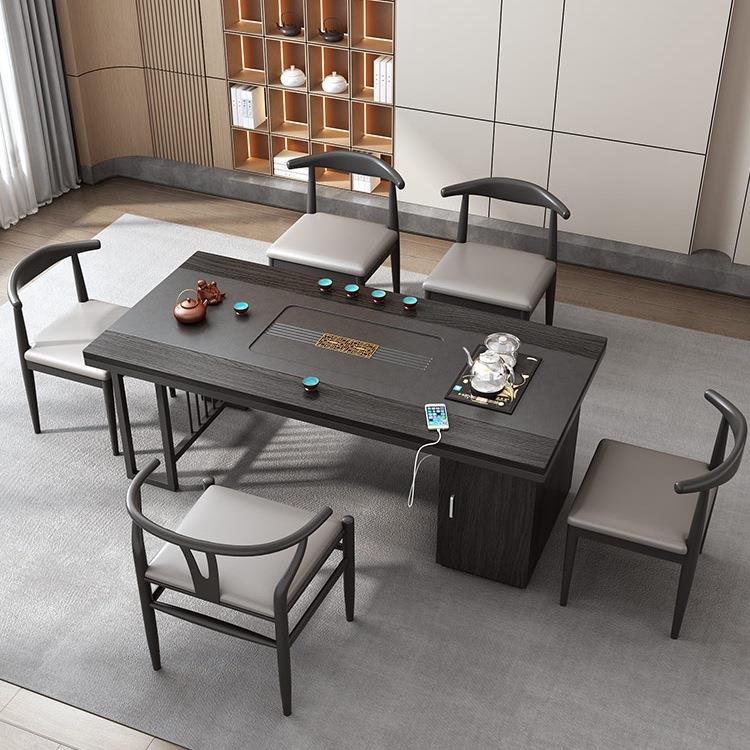 新中式茶泡金石茶台办公室一体茶水桌客厅阳台小乌型茶桌TPJ椅组w