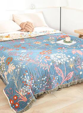 纯棉纱布巾被双人闲盖毯夏季薄款被子子成人毯夏天午毛睡xmq-huam