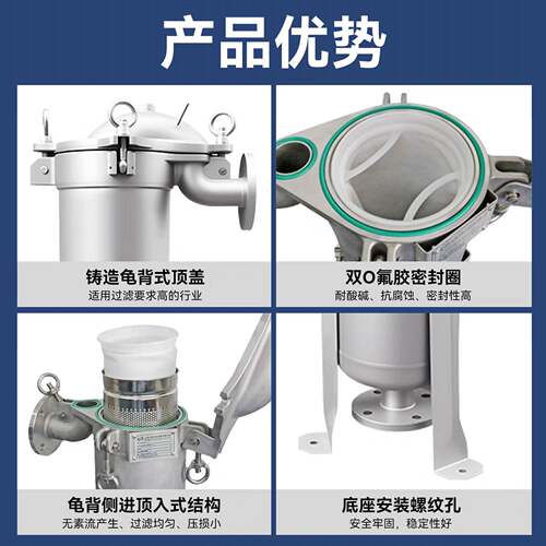 顶入过式龟背袋式滤IEW污器水化工过酸碱水机床冷却液不锈钢袋式