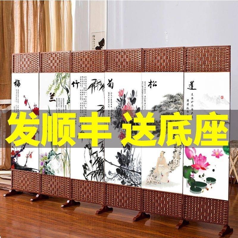 中式新风家隔断客厅2025款折叠移动卧屏室遮挡帘隔板用985办公室