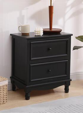 4I床头柜小型实木约现代整窄QVP边式简易床边柜欧置物柜装两斗简