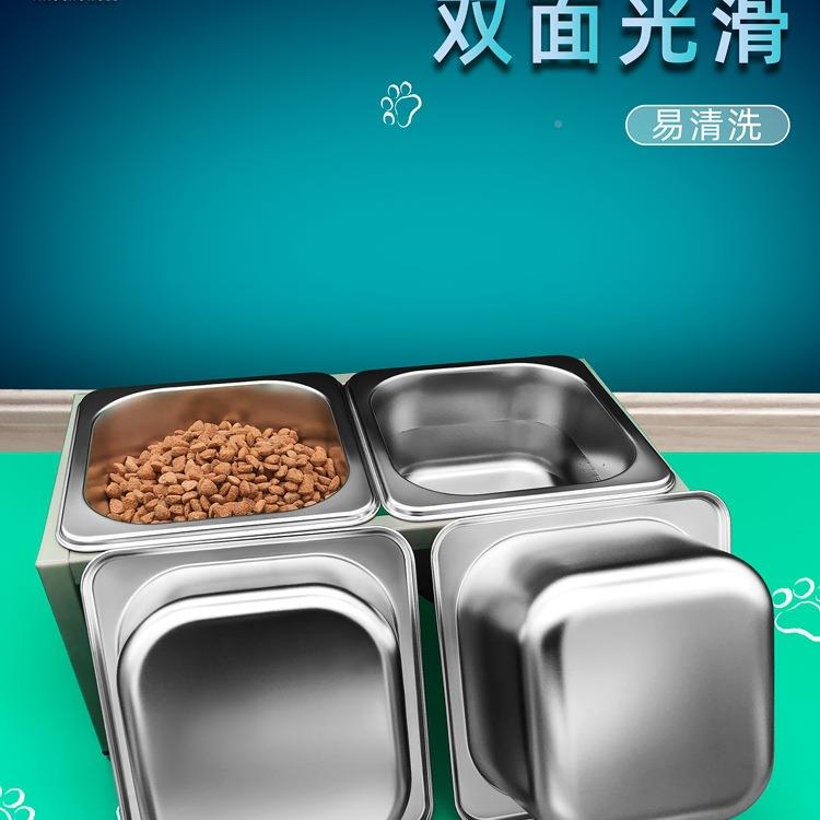 方67967160形中大型犬碗狗盆锈不钢水盆宠物食盆双碗高脚铁狗架防