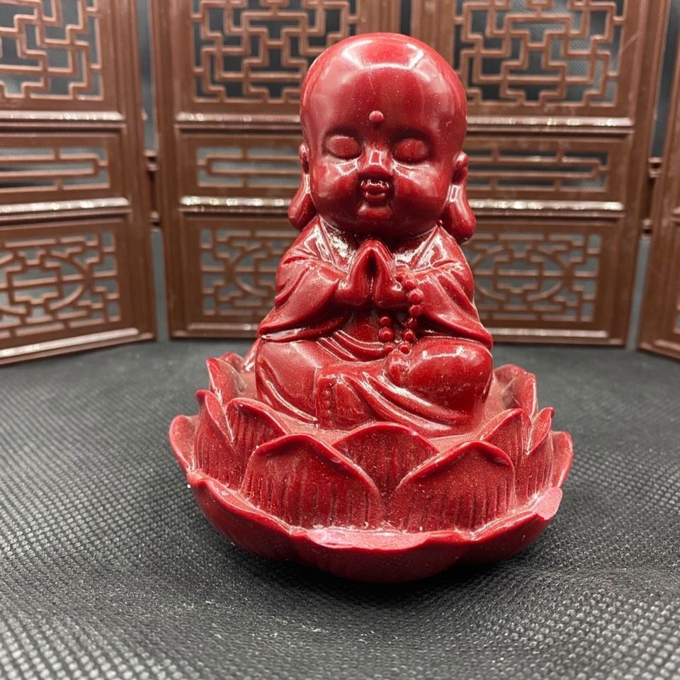 禅意小和尚仿寿山石新中式创意小公仔车载家居客厅茶几桌面摆件