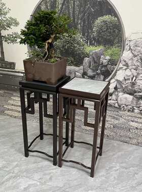 铝合金回纹花几中式铁艺黑色复古办公室内户外阳台花园绿植盆景架