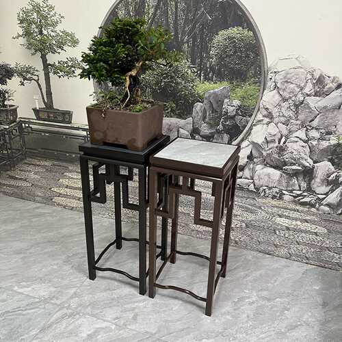 铝合金回纹花几中式铁艺黑色复古办公室内户外阳台花园绿植盆景架