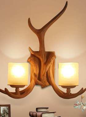 北欧乡村复古壁灯个性创意鹿角灯美式酒吧咖啡厅服装店走廊过道灯