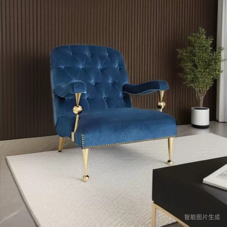 美式设计师卧室沙发椅轻奢客厅休闲椅复古紫色老虎椅法式单人沙发