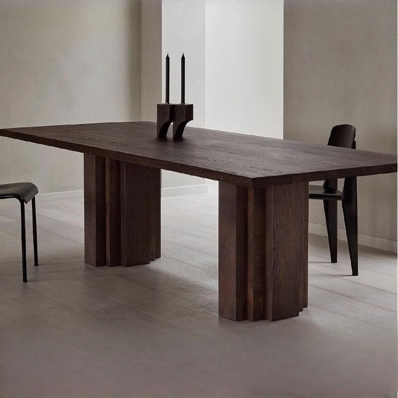 餐桌椅组合长桌中古侘寂桌子工作台客厅原木长方形大板桌泡茶桌