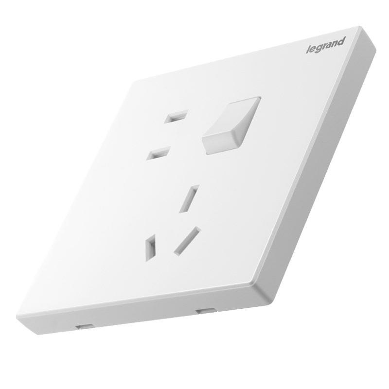 罗格朗仕典逸景玉兰白带开 关插座面板切1开 5孔插座一开