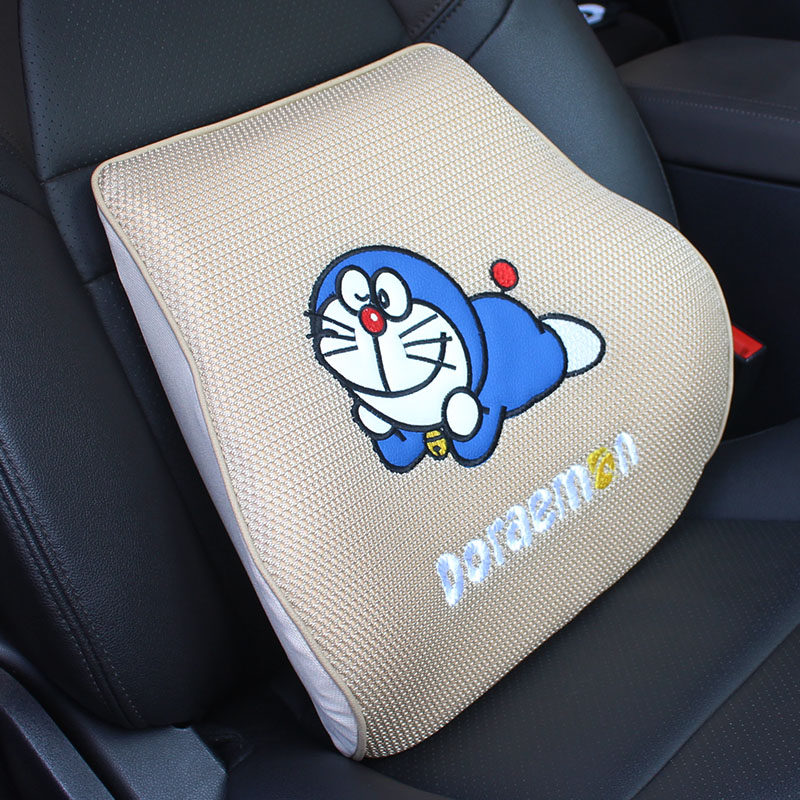 可爱卡通车载座椅通用记忆棉腰靠透气网布腰部靠枕汽车内用品护腰