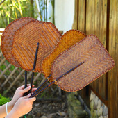 纯手工竹编扇子复古大漆青蓖扇麈尾团扇圆形蒲扇古风舞蹈扇芭蕉扇