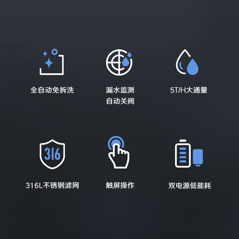 2前置过滤净水器5T大流量免拆洗智能漏水检测全屋用水保护DC03